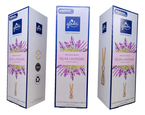 Difusor De Aromas Glade Relax Lavender Kit Com 3 X 100ml