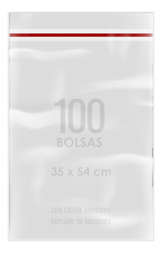 Bolsa Celofán Transparente 100 Unds Adhesivas 35x54 Cm 