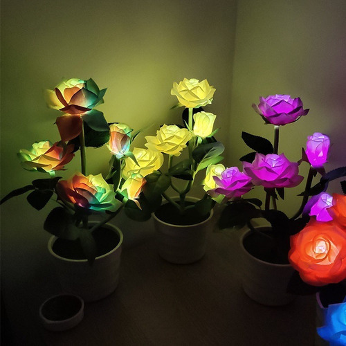 . Luz Led Rosa Flor Con Energía Solar Al Aire Libre
