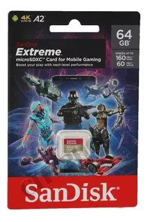 Memoria Micro Sd Extreme A2 64gb Sandisk 4k 160mb Gopro Celu