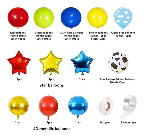 Imagen 2 de 3 de Kit Decoración Arco Globos Inspirado Toy Story O Granja