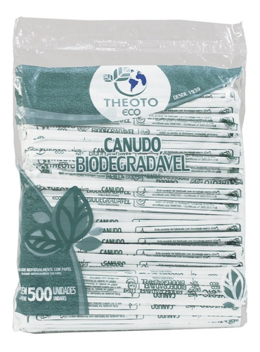 500 X Canudos Plastico Biodegradável Canudinho Descartavel Cor Branco