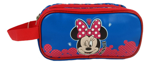 Cartuchera Premium 2 Bolsillos Minnie Mouse Fondo Azul