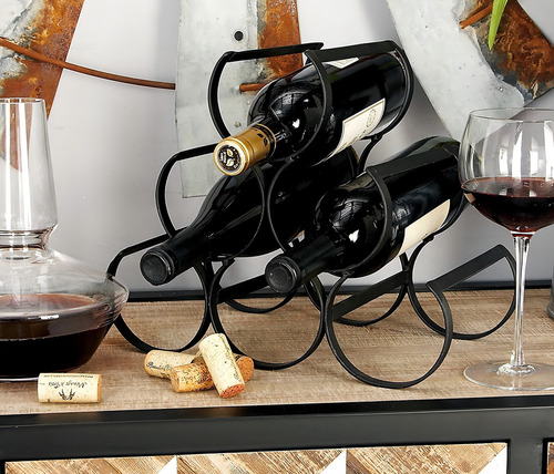 Deco 79 Metal 12 X 10-pulgadas Vino Rack Hierro Color Ne