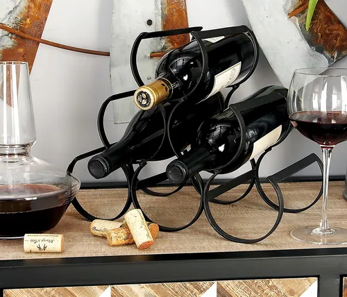 Deco 79 Metal 12 X 10-pulgadas Vino Rack Hierro Color Ne