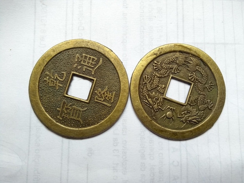 Imagem 4 de 5 de 10 Moedas Chinesas P/ Feng Shui I Ching Esoterismo 4cm Novo