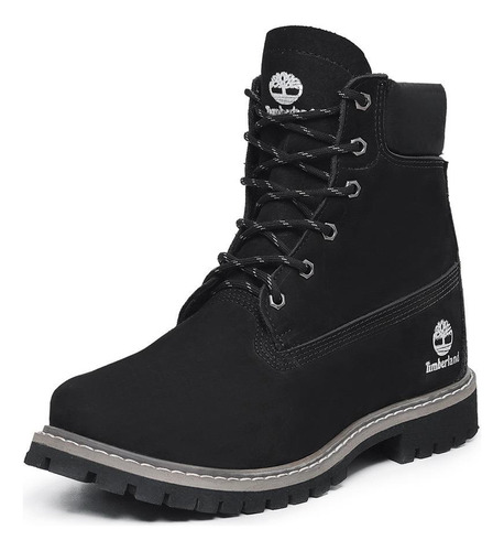 Bota Timberland Preta De Couro Legitimo Coturno Preto Macio