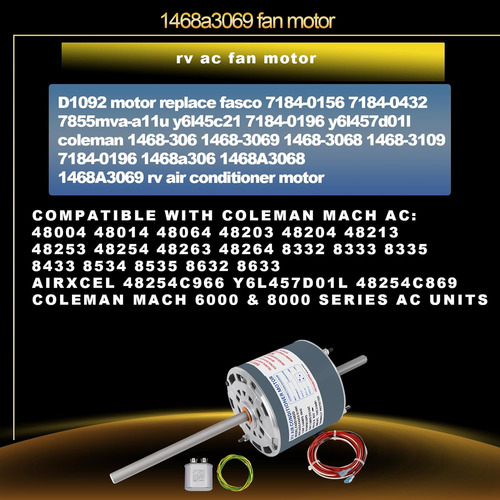 Motor De Ventilador De Ca D1092 Rv Reemplaza 7855mva-a11u 14