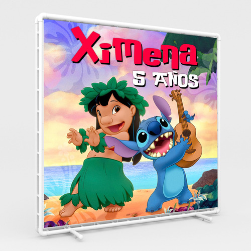 Lona 1 X 1 Metros Personalizada Fiesta Cumpleaños Personajes Lilo Y Stitch