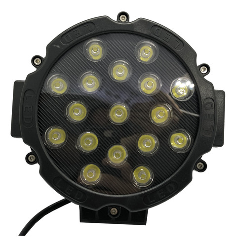 Faro Led Redondo 51w 17 Leds Frente Negro 4x4 Auto Iael