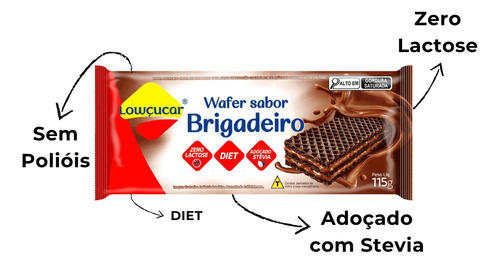 Wafer Dietético Lowçucar 115g Sabores Variados Kit Com 12