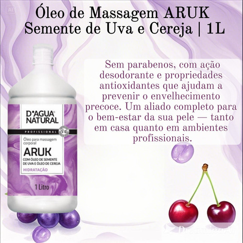 Kit 3x Óleo De Massagem Aruk Semente De Uva E Cereja | 1l