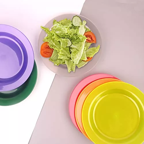 Porta platos de papel de plástico de 10 pulgadas, reutilizables, soporte  redondo para platos, dispensador de platos de papel de colores brillantes  con