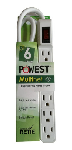 Multitoma Electrica Con Proteccion Extension 6 Entradas 