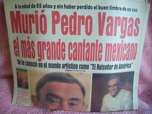 Cuando Fallecieron Pedro Vargas Y Luis Brito Arocha  En 1989