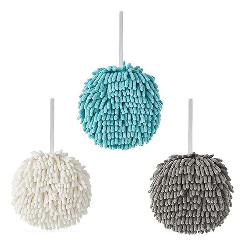 3pcs Soft Chenille Hanging Hand Towels For Bath