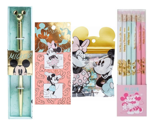 Kit Mickey Mouse Boligrafo + Lapices + Clips + Señaladores 