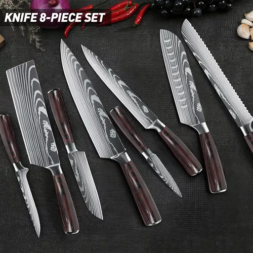 Dfito Juego de cuchillos de chef de cocina, juego de cuchillos de 3.5 a 8  pulgadas, cuchillos japoneses ultra afilados de acero inoxidable 440A