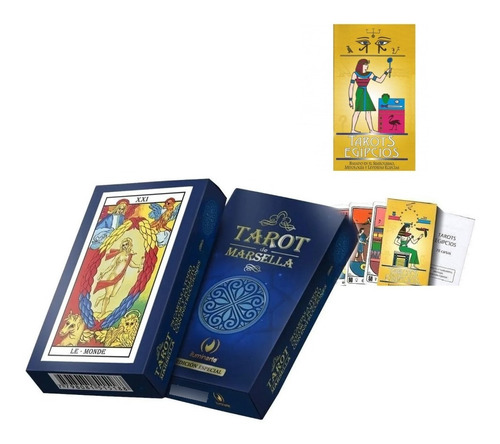 Combo Cartas Tarot De Marsella Y Egipcias Mazo 78 Arcanos