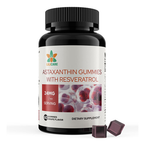 Gomitas De Astaxantina De 24 Mg  Mxima Fuerza  Con Resveratr