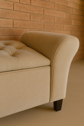Baú Recamier Divã Paris 90cm Solteiro Com Capitonê - Lv