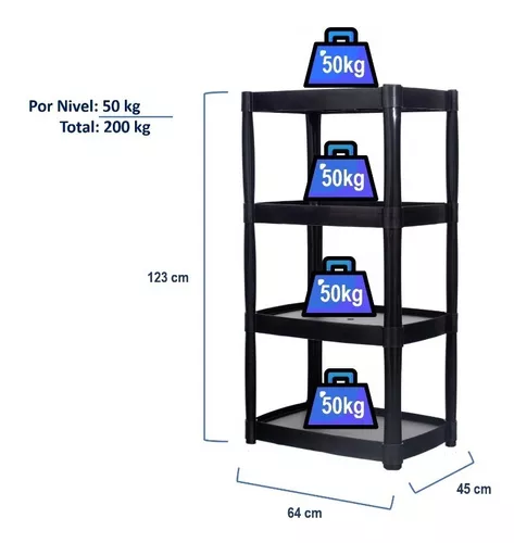 Casino Importaciones. RACK XPLAST PLASTICO REDONDO 4 ESTANTES C/RUEDAS  FRUTERO 41X81CM NEGRO 7527/1 Q4