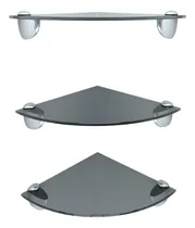 Comprar 3 Repisas Esquineras Grises Para Baño Cristal Templado