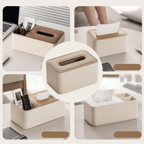 Caja De Almacenamiento De Tejido De Cuero Pu Medio
