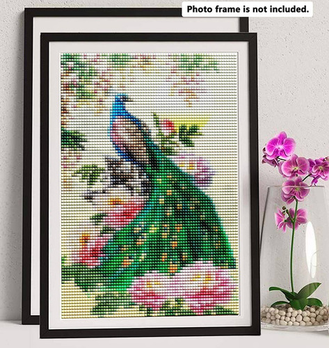 T Juego De 2 Kits De Pintura Con Diamantes 5d Pavo Real