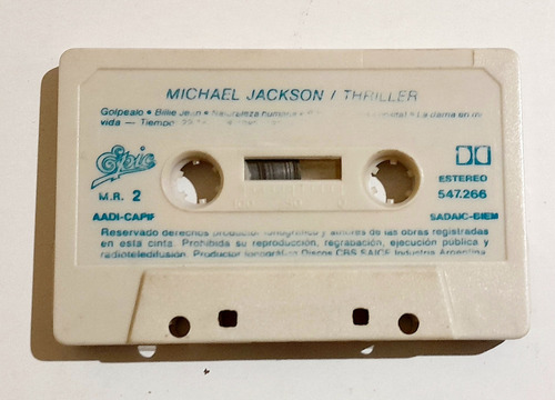 Michael Jackson. Thriller. Cassette. Sello Épic. 1982 Estándar
