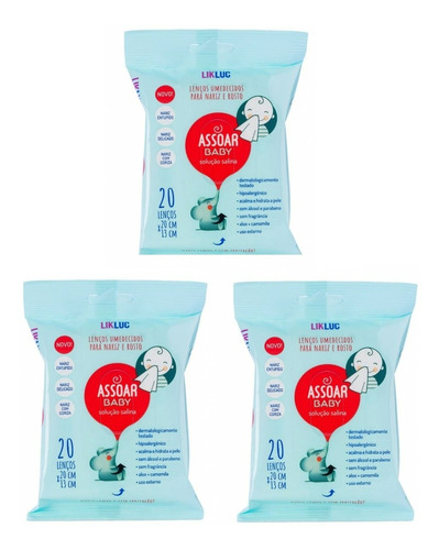 Assoar Baby Toalhas Umedecidas C/ Solução Salina - 3 Pacotes