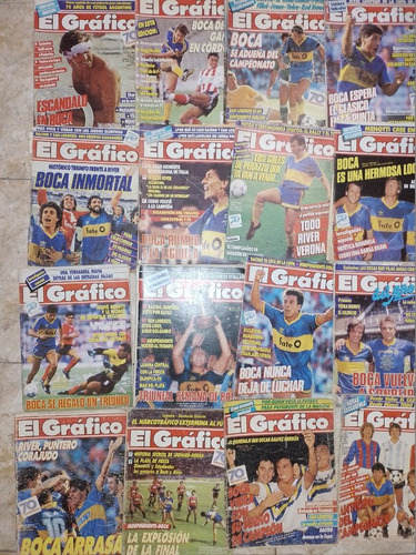 Lote 16 Revistas El Grafico * Tapa Boca Juniors  Año 1988/89