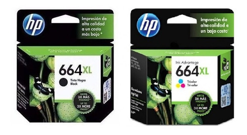 Kit Cartuchos Hp 664xl F6v31al,f6v30al Negro Y Tricolor