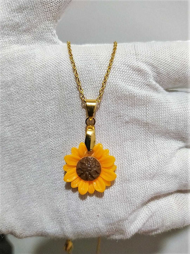 Imagen 2 de 4 de Collar/cadena Girasol En Acero