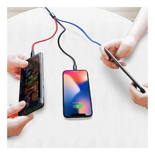Cable Cargador Usb 3 En 1 Carga Rapida 7amp 120w 1.2metros Negro