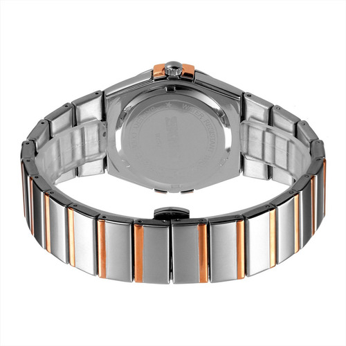 Reloj De Pulsera Análogico Para Hombre Skmei 9257rgsibk-b Color de la correa Plateado Color del bisel Negro Color del fondo Negro