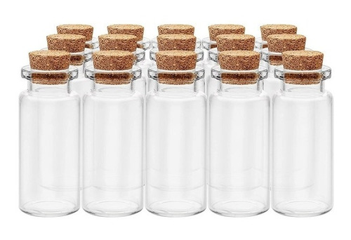 120 Mini Frascos Botella Vidrio Corcho 2,2x4 Cm 7ml Funsmart