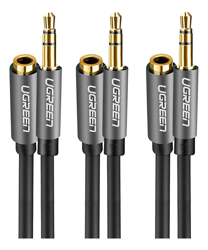Kit 3 Cabo De Extensão Áudio Ugreen 3.5mm Macho/fêmea 5m