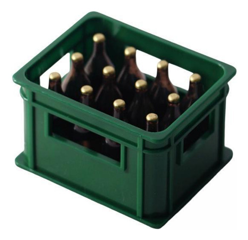 4 Casa De Muñecas, Caja De Bebida De Cerveza En Verde Verde