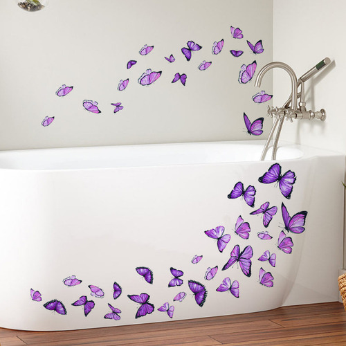 Adhesivos Decorativos De Pared En Forma De U, Azul Y Morado,