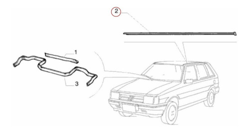 Moldura De Techo Autoadhesiva Der Fiat Uno 1985 Al 2003