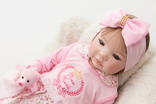 Imagem 2 de 8 de Bebê Reborn Cabelos Castanho 100% Silicone Original-meu Xodó