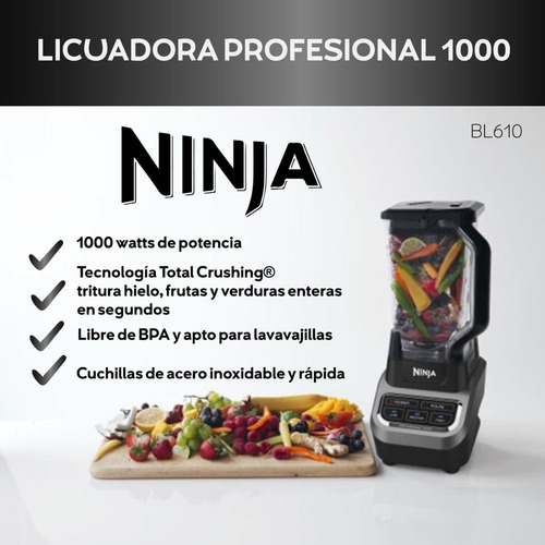 Liquidificador Profissional Ninja 1000 Bl610 Preto Cinza