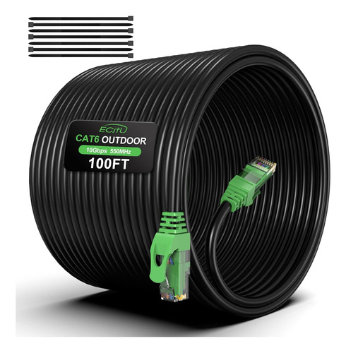 Cable Ethernet Cat6 Para Exteriores De 100 Pies, Enterrad...