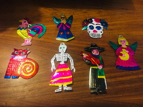5 Figuras Oaxaca Mexicano En Lata Pintadas A Mano Y Envio