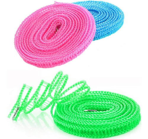 Tendederos 3 Pack Azul Rosa Verde Longitud De 1.64 Pies...