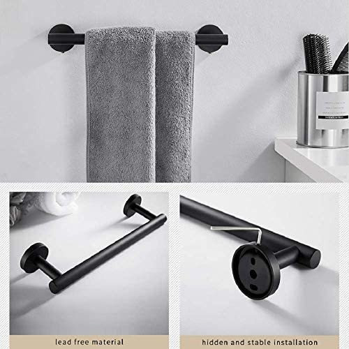 Imagen 3 de 5 de Juego De Accesorios Baño Negro Toallero Ganchos Para Toallas