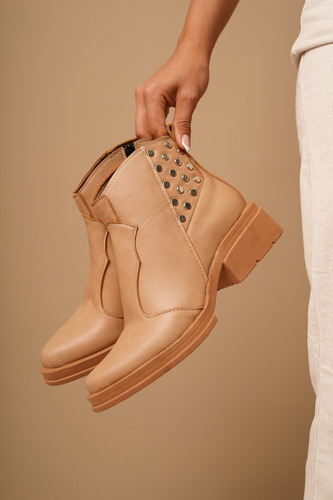 Bota Texana Mujer Diseño Tachas Comodas Bajas Draco