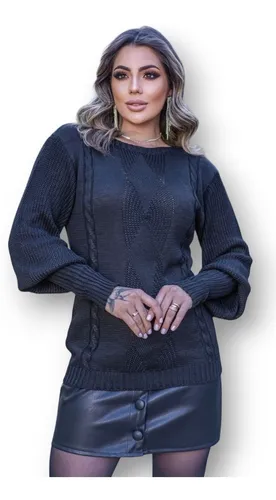 Blusa Em Tricot Manga Bufante Laura