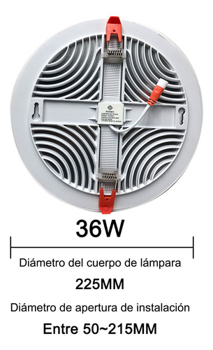 Lámpara Plafón Led De Techo 36w/225mm, Luz Cálida,1 Unidades